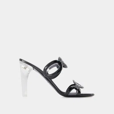 Valentino Garavani Valentino Chain Transparent-heel Leather Sandal In Black