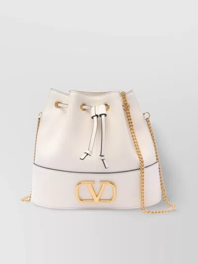 Valentino Garavani Chain Bucket Bag Gold-tone Hardware In White