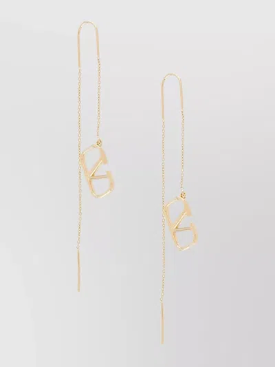 Valentino Garavani Chain Drop Dangling Brass Earrings In Gold