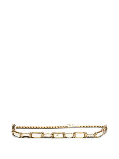 Valentino Garavani Chain-link Leather Belt In Gold