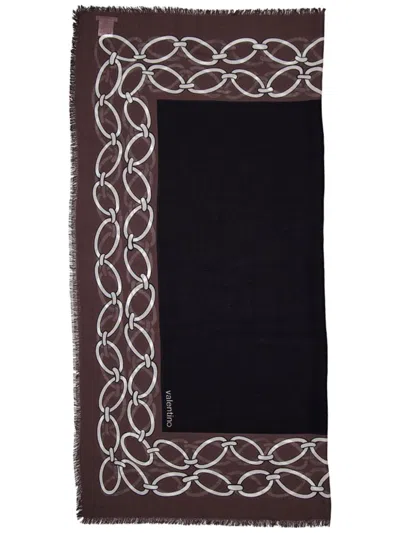 Valentino Chain Link-print Shawl In Black