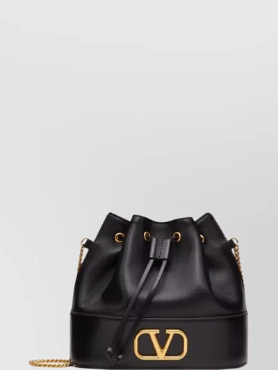 Valentino Garavani Chain-link Shoulder Strap Bucket Bag With Gold-tone Hardware In Black