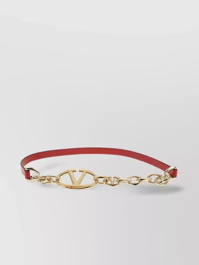Valentino Garavani Chain Logo Calf Box Edition Bold In Red