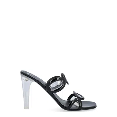 Valentino Garavani Valentino Chain Transparent-heel Leather Sandal In Black