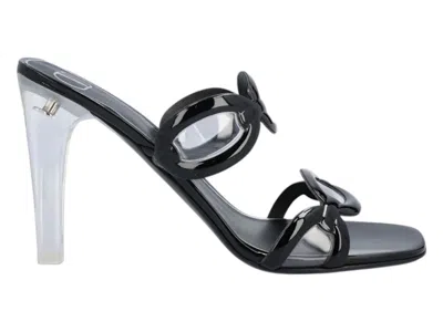 Pre-owned Valentino Garavani Chain Open Toe Sandals (women's) Sneakers In Black