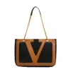 Valentino Black Nappa Leather Large Viva Superstar Shopping Bag In Black