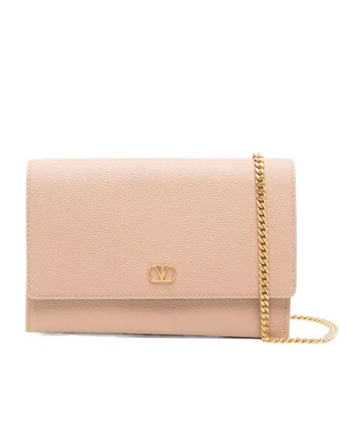 Valentino Garavani "vlogo Signature" Chain Wallet In Neutral