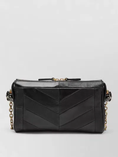 Valentino Garavani Chain Strap Chevron Pattern Evening Clutch Bag In Black