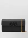 Valentino Garavani Vlogo Signature Grainy Calfskin Wallet With Chain Woman Black Uni In Black