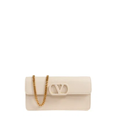 Valentino Garavani Chain Wallet In Off White