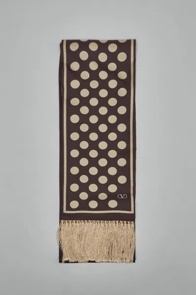 Valentino Chamber Silk Bandeau Scarf With Fringe In Brown