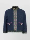 Valentino Chambray Blazer With Quilted Design And Pockets In Blue