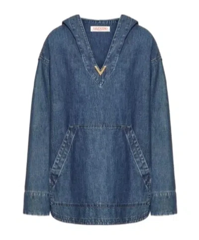 Valentino Chambray Denim Kaftan In Blue