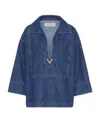 Valentino Chambray Denim Kaftan Top In Blue