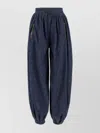 Valentino Tasseled Embroidered Chambray Tapered Pants