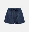 Valentino Drawstring Denim Shorts In Blue