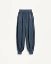 Valentino Tasseled Embroidered Chambray Tapered Pants In Denim