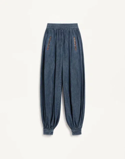 VALENTINO VALENTINO CHAMBRAY DENIM TROUSERS WOMAN DENIM 38
