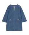 Valentino Vlogo Signature Mini Dress With V-neck And Pockets In Blue