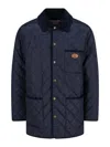 Valentino Corduroy Collar Quilted Front Pockets Jacket In Blue