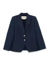 Valentino Single Breast Wool Silk Blazer In Blue