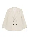 Valentino Double-breasted Linen Blend Jacket With Structured Fit In White