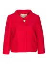 Valentino Womens Paris Heart-button Relaxed-fit Wool And Silk Jacket In Red