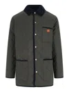 Valentino Garavani Olive Quilted Jacket With Vlogo Patch In Gray