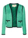 Valentino Womens Pure Green Floral Crop Wool And Silk Jacket In Green