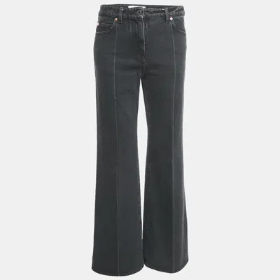 Pre-owned Valentino Charcoal Black Denim Wide-leg Jeans S Waist 27"