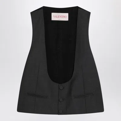Valentino Charcoal Grey Vest In Wool Men In Gray