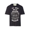 Valentino Garavani T-shirt With Le Chat De La Maison Print In Black