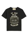 Valentino Garavani T-shirt With Le Chat De La Maison Print In Black