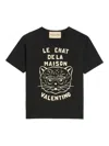 Valentino Garavani T-shirt With Le Chat De La Maison Print In Black