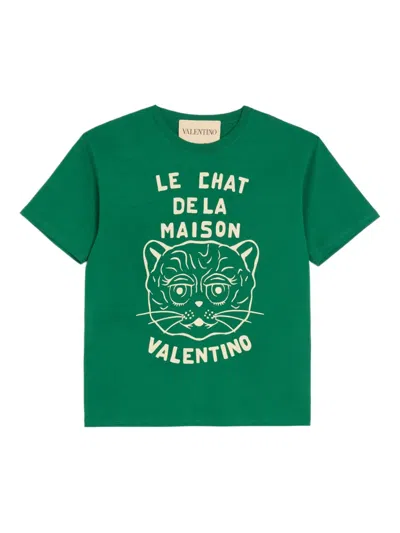 Valentino Chat De La Maison-print T-shirt In Green