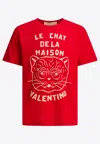 Valentino Garavani T-shirt With Le Chat De La Maison Print In Red