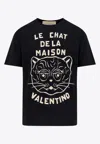 Valentino Garavani T-shirt With Le Chat De La Maison Print In Black