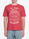 Valentino Garavani T-shirt With Le Chat De La Maison Print In Red