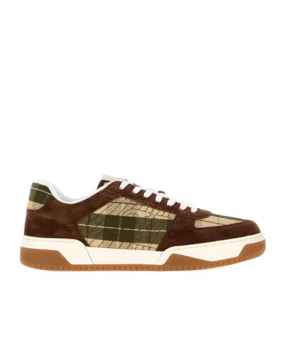 Valentino Garavani Valentino Check Detailed Lace-up Sneakers In Brown