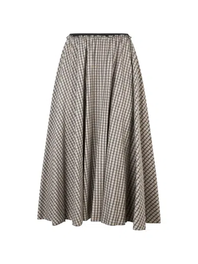 Valentino Check Midi Skirt In Multi