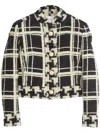Valentino Womens Tweed Check-print Knitted Jacket Nero Avorio In Black