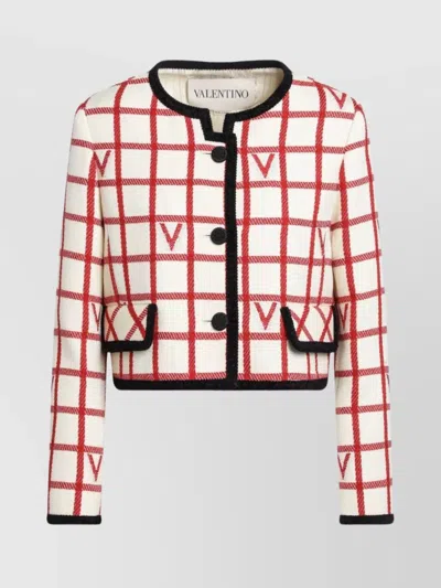 VALENTINO CHECK PATTERN JACKET CONTRAST TRIM