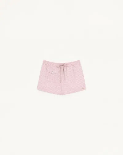 VALENTINO VALENTINO CHECK PATTERN SHORTS WOMAN PINK/IVORY 36