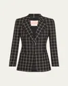 Valentino Single-breasted Chequered Blazer In Ivory Black