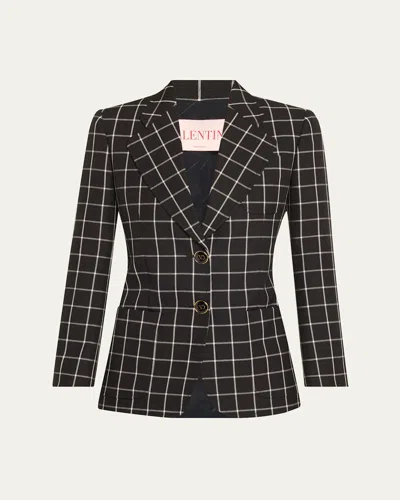 Valentino Single-breasted Chequered Blazer In Black