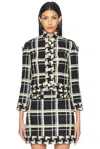 Valentino Womens Tweed Check-print Knitted Jacket Nero Avorio In Nero & Avorio