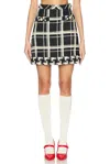 Valentino Womens Nero Avorio Tweed Check-print Wool-blend Mini Skirt In Nero & Avorio