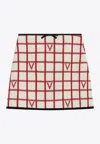 Valentino Check Vlogo Mini Skirt In Multi