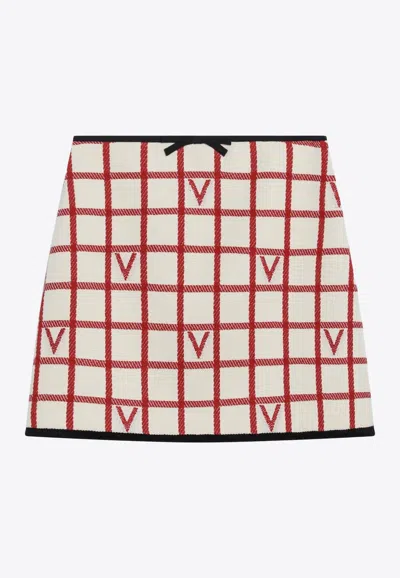 Valentino Check Vlogo Mini Skirt In Multi