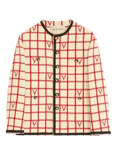 VALENTINO CHECKED BUTTON-UP CARDIGAN